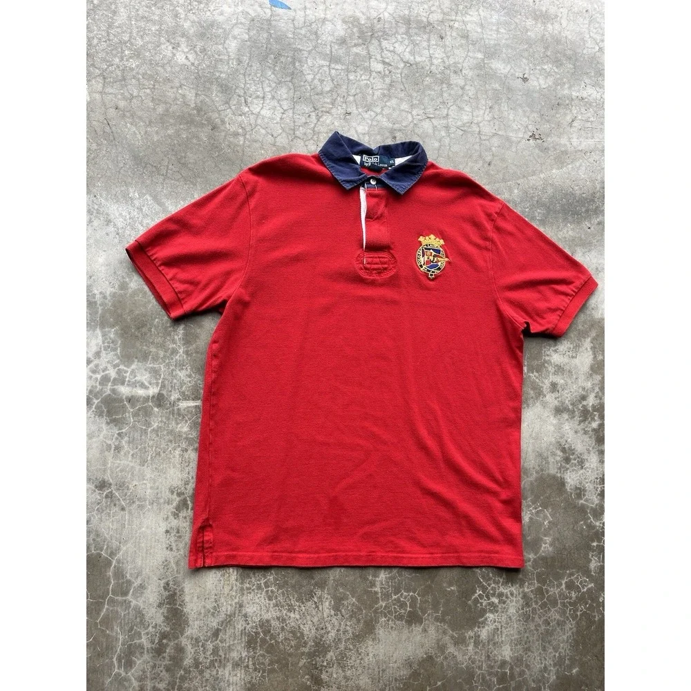 Vintage 90's Polo Ralph Lauren Crest Flag Shirt XL Red